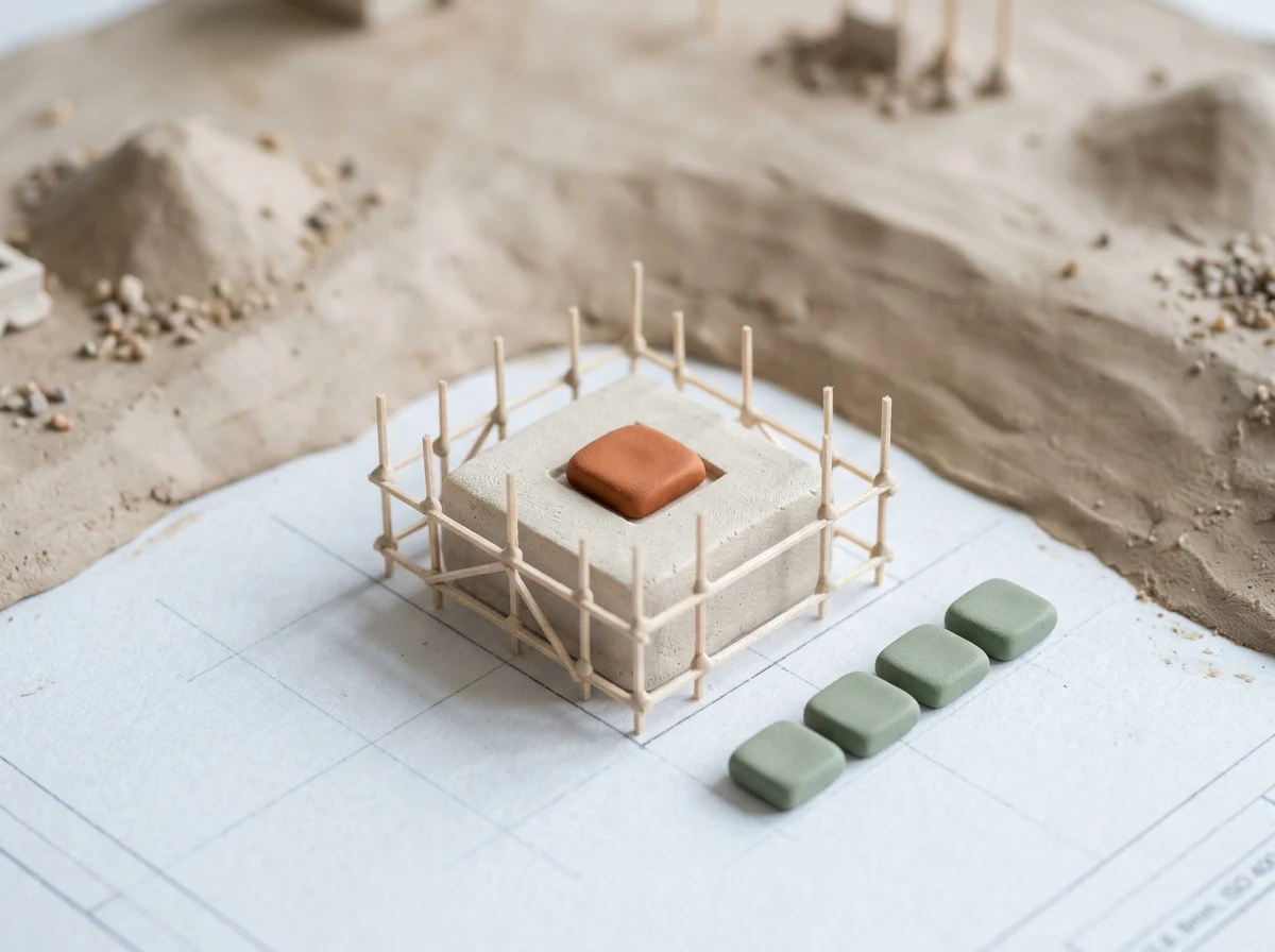 Clay model of a public sign-up path leading into protected data
