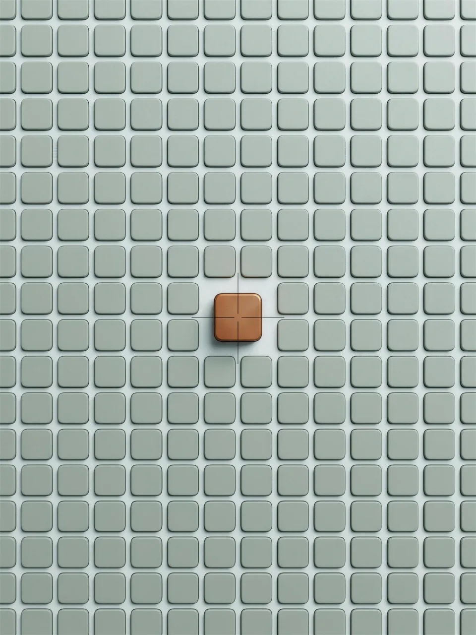 One rust-colored clay block among a flood of muted alerts